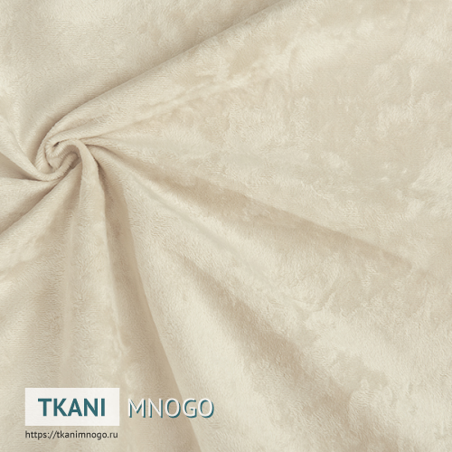 Фото ткани велюра “002” (однотонный белый)